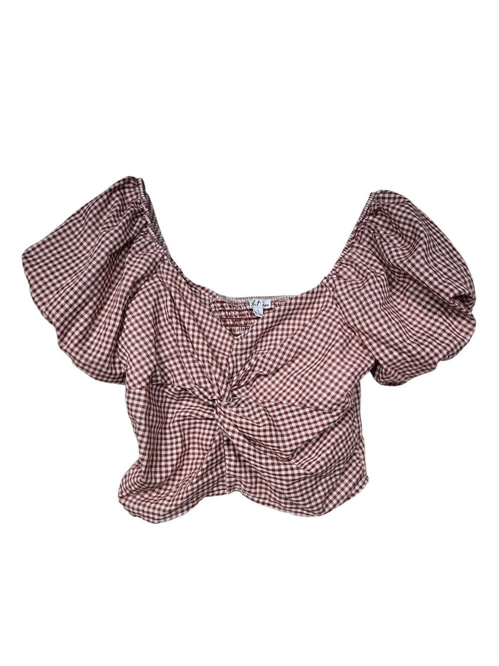 Rabbit Rose Gigham Crop Top L